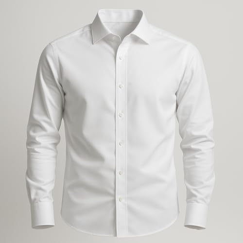 Image of Men's Premium White Linen Formal Shirt Slim Fit Breathable Office Wear Classic White Linen Shirt for Men Lightweight Formal Corporate Wear