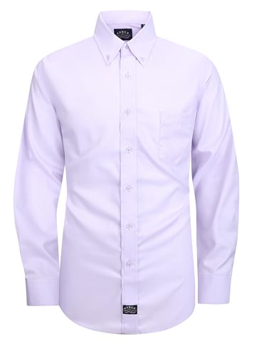 Eagle Men's Long Sleeve Oxford Dress Shirt, Purple, Button Down Collar with Stretch Technology, Regular Fit, 100% Cotton2