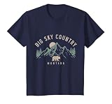Montana PNW Vintage Mountains Grizzly Bear Nature Lover T-Shirt, Youth, Navy Blue, Medium