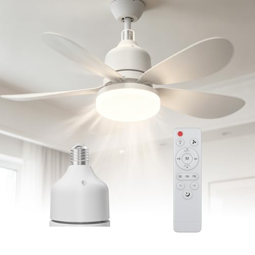buusace Ventilatore Da Soffitto Con Luce E Telecomando, Lampada Da Soffitto Con Ventilatore, Piccolo Ventilatore Da Soffitto Silenzioso Con 3 Vento, 3 Modalità Di Illuminazione (C-52cm)