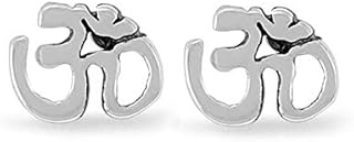 Boma Jewelry Sterling Silver Spiritual Om Symbol Stud Earrings