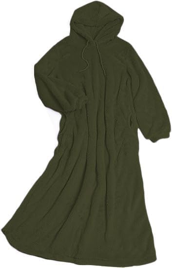 ZOCAVIA Women's Fuzzy Fleece Hoodie Dress Casual Long Sleeve Hooded Sweatshirt Dress Sherpa Flannel Nightgowns with Pockets - Image 3