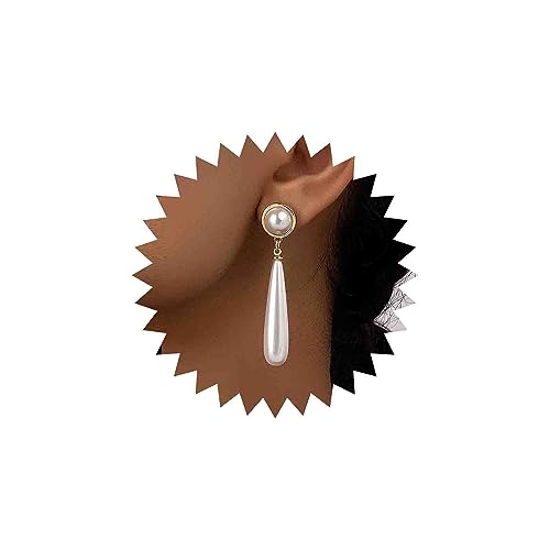 Aneneiceera Boho Pendientes De Perlas En Forma De Lágrima De Oro Alargada Pendientes De Perlas Blancas Pendientes De Perlas Largas Pendientes Colgantes De Perlas Joyas Para Mujeres Y Niñas