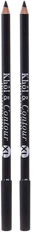 Bourjois Khôl & Contour Crayon Yeux - Formule douce et fondante, Tenue jusqu'à 16h, Fini mat - 01 NOIR-ISSIME XL (Lot de 2)