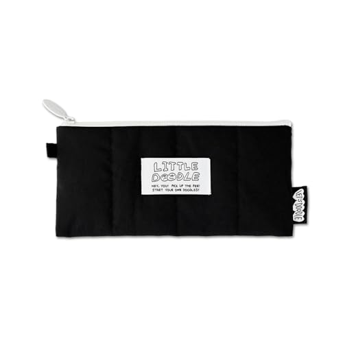 Image of Monolike Little Doodle Cushion Pencil Case, Black - Pencil Pouch, Portable Pencil Bag, Pencil Case, Office Pouch case, Cushion, Soft, achromatic color