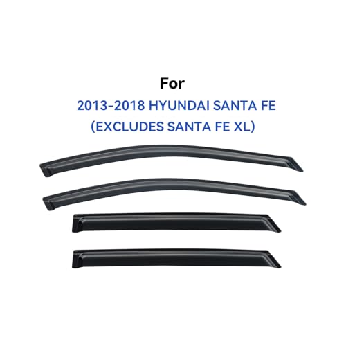 Window Visors Rain Guards Shield for 2013-2018 Hyundai Santa Fe, Window Wind Deflectors Vent Shades for 13-18 Santa Fe (EXCLUDES Santa FE XL)