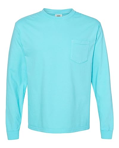 Comfort Colors C4410 Long Sleeve Pocket T-Shirt - Lagoon Blue - XL