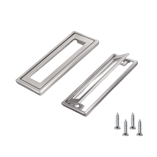 Desuibao 2 maniglie scorrevoli in lega di zinco, maniglia a scomparsa per porta, maniglie a filo, maniglie per cassetti incassate, anelli nascosti per casa, cucina, colore argento