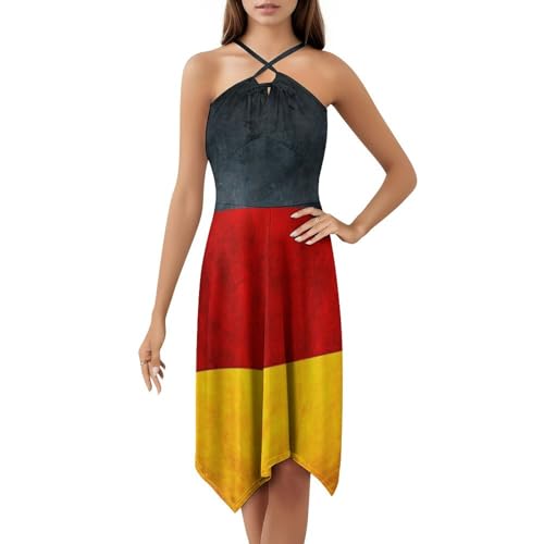 German Flag Women's Backless Dress Sleeveless Dresses High Waist for Evening Cocktail Club Party XS
