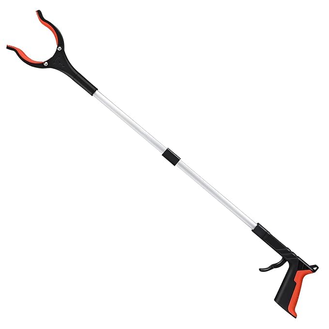 Image of Foldable Reacher Grabber Tool With Magnet Lightweight Long Arm Pickup Tool Litter Picker, Trash Grabber, Claw Extender For Elderly & Disabled Long Stick.