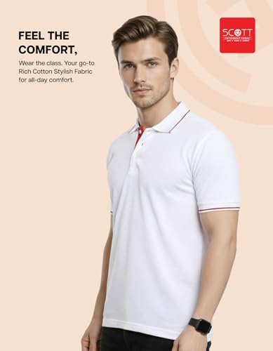 Image of Scott International Cotton Polo T Shirt | Collar Tshirts | Half Sleeves Plain T Shirt | T-Shirt |Tshirt for Men Stylish | Men's Tshirt