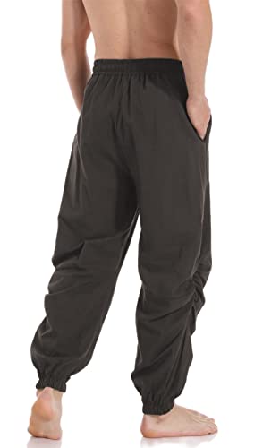PACEIADTA Mens Casual Cotton Linen Pants Casual Elastic Waist Drawstring Yoga Jogger Pants3