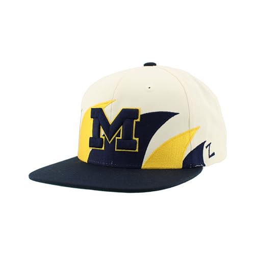 Michigan Wolverines NCAA Officially Licensed Hat Flat Snapback Z11 Retro Sharktooth Team Color
