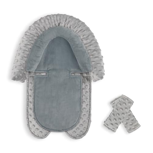 Image of HNHUAMING Infant Car Seat Insert, Baby Car Seat Head & Body Support with 2 Straps Pads, Ultra Soft Newborn Preemie Carseat Insert Cushion for Girls Boys, Fits Car Seat, Stroller, Swing, Bouncer, Grey