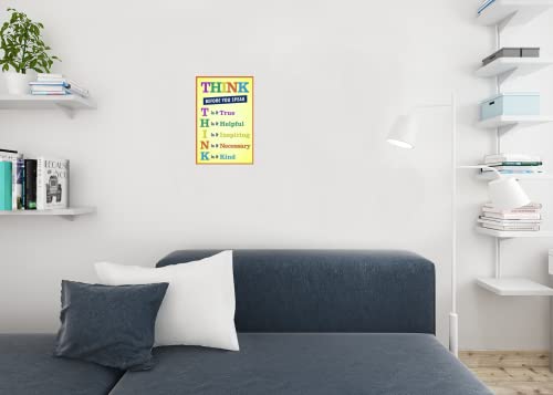 Image of Think Before You Speak Classroom Poster Yellow Educational Chart Teaching Cool Wall Art Print Poster 12x18