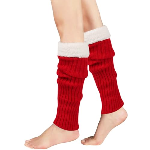 Image of Winter Leg Warmers for Women and Girls Warm Knitted Socks Knitted Wool Crochet Long Boot Socks New Year's Day Socks Christmas Socks