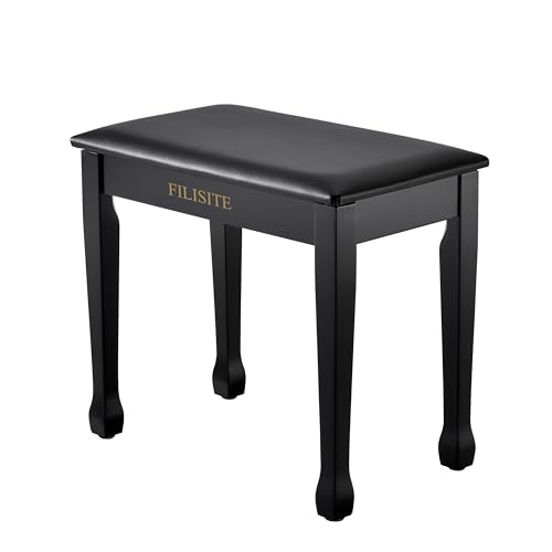 FILISITE Piano Bench with Waterproof Padded Cushion, Makeup Stools for Vanity, Bench for Living Room/Bedroom (Black)