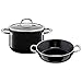 Produktbild Silit Passion Black Topfset 2-teilig, Fleischtopf und Pfanne Silargan Funktionskeramik, Glasdeckel Schüttrand, induktionsgeeignet, schwarz