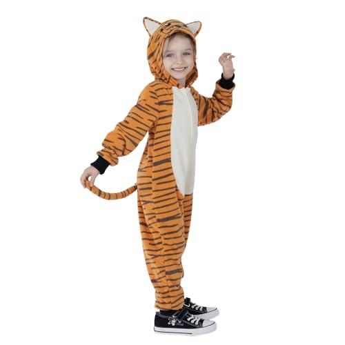 Sincere Party Tiger Onesie Novelty Tiger Jumpuit with EMB Face Costume for Kids 2XL(12-14) - Image 3