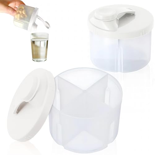 Calkkrer 2 cucharas portátiles de leche en polvo para bebé, almacenamiento de leche en polvo, dosificador de polvo, dispensador de leche en polvo, tapa giratoria, caja portátil de leche en polvo