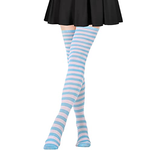 Image of DRESHOW Extra Long High Thigh Socks Striped Over Knee Thin Tights Long Stocking