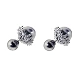 UMEYS Vogue Mixed Double-sided Pearls with Ball Beads Zircon Front-Back Stud Earrings in Various Styles for Women (color-3)