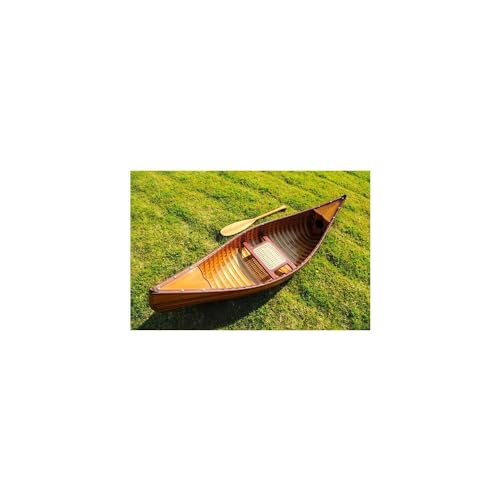 HomeStock Mediterranean Magic 6 ft Wooden Canoe with Ribs 100% Handcrafted.70.5 x 20.3 x 15 Inch, Canadian Western Red Cedar and Encapsulated in Fiberglass