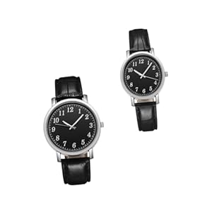2 Pcs Couple Watch Watches Womans Watches Men Decor Relojes para Mujer Trendy Decor Couples Watch Cases for Men Watch for Men Durable Casual Watches Black Leather