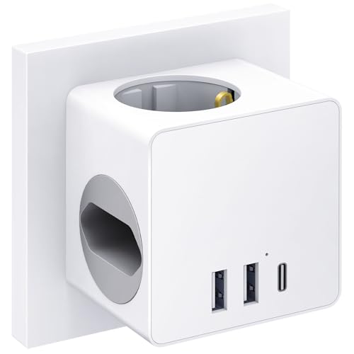 Mexgcom 6 in 1 Mehrfachsteckdose Mit USB, 4000W Steckdosenleiste,...