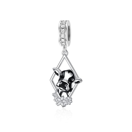 PROESS Charms Vache pour Bracelet Collier Argent 925 Vache Bijoux Vache Cadeaux pour Filles Femmes