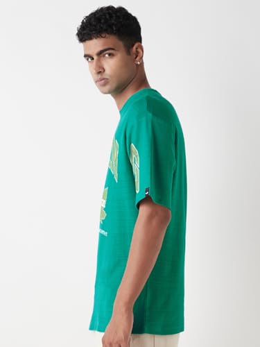 Image of Bewakoof Air 1.0 Men's Graphic Printed Oversized Fit Half Sleeve Round Neck Cotton Slub T-Shirt