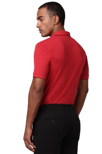 Image of Peter England Men's Premium Branded Regular Fit Half Sleeve Polo T-Shirt | Cotton Rich | Birds Eye Interlock Weave| No Pocket