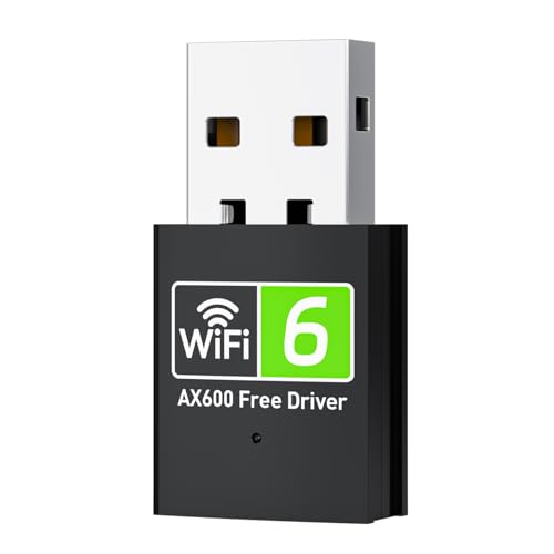 CY-SUZON USB WiFi Adapter for Desktop PC, AX600 USB WiFi 6 Adapter with 5GHz/2.4GHz Dual Band, Bulit-in Driver for Windows 10/11 (AX600-MINI)