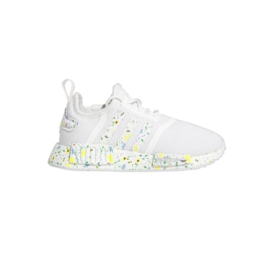 adidas Kids Girls NMD R1 Floral Lace Up Sneakers Shoes Casual - White - Size 1 M