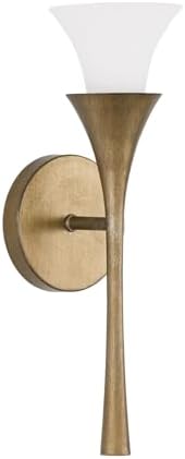 Capital Lighting 655711ML Nola Candlesleeve Design Soft White Glass Wall Sconce, 1-Light 60 Watt, 16" H x 5" W, Mystic Luster