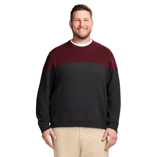 IZOD Men's Big and Tall Advantage Performance Crewneck Fleece Pullover Sweatshirt, Velvet Maroon, 4X-Large Big