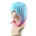 AGPTEK Multi-Color Ombre Short Bob Wig, Shoulder Length Hair Extension With Stretchable Hairnet