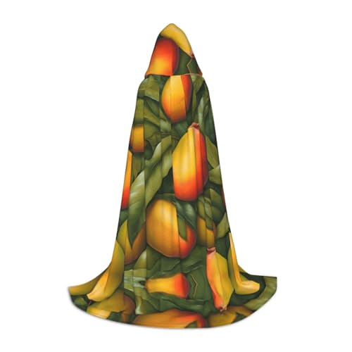 DUWAA Cape médiévale à imprimé mangue avec capuche pour Halloween, cosplay