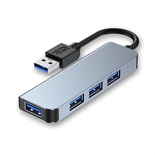 Hub USB, HILZO Concentrador Adaptador Multipuerto 4 Puertos, Ultradelgado Data Hub Expansión con Luz Indicadora, USB a USB 3.0 (x1), USB 2.0 (x3), para PC, Portátil, Macbook, y más