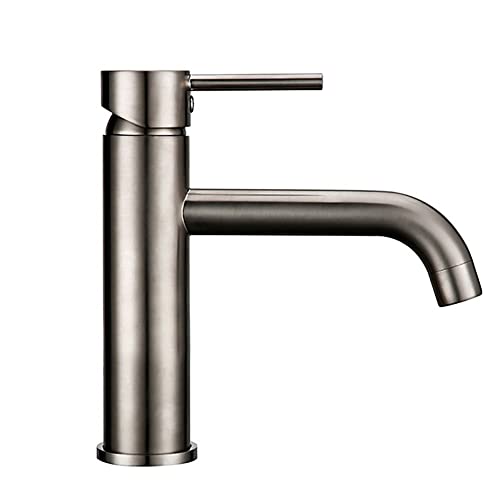 Robinet de lavabo chromé bas QTANZIQI mitigeur de salle de bain rond