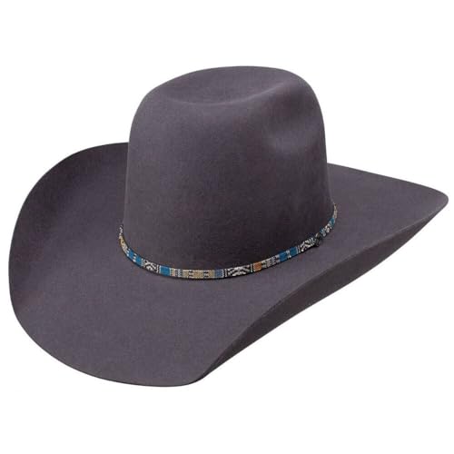 RESISTOL Men's Grey 6X Hooey Silver Smoke Wool Felt Western Hat Grey 7 1/4