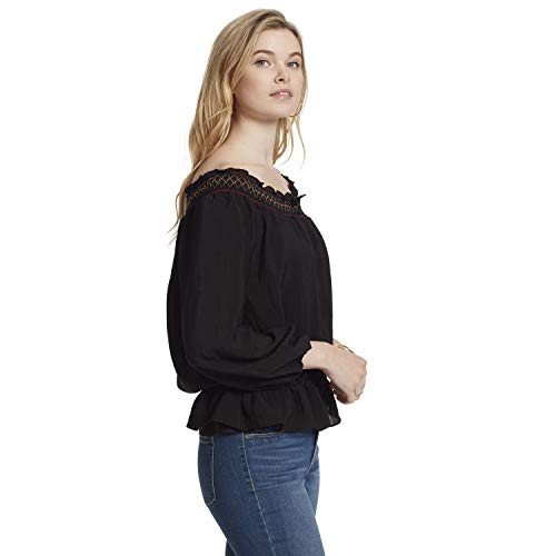 Jessica Simpson Women's Izabella Smocked Raglan Long Sleeve Blouse, Anthracite, X-Small #TOP1
