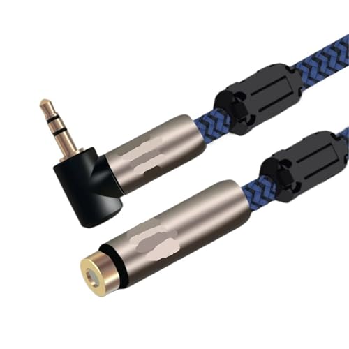 Cable de extensión de audio de 3.5 mm de 75 cm con conector tipo ángulo azul 2