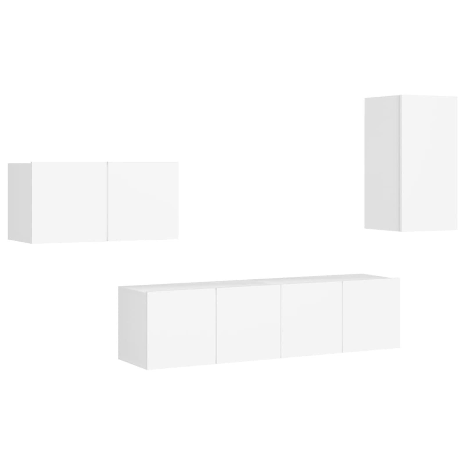 ZEYUAN Juego de Mueble para TV de 4 Piezas, Muebles De Salon Comedor Modernos, Mueble TV Salon, Salones Modernos Completos, Conjunto TV Salon, aglomerado Blanco