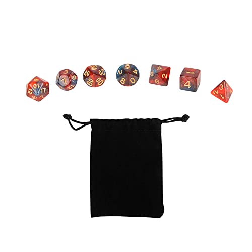 Dnd Polyhedral Dice Set - Acrylic Material Gaming Dice, Polyhedron Game Dice, Tabletop Games, For Dungeon And Dragons D&D Rpg Role Playing Games 7-Die Set (Starlight Blood Red) #TOP1