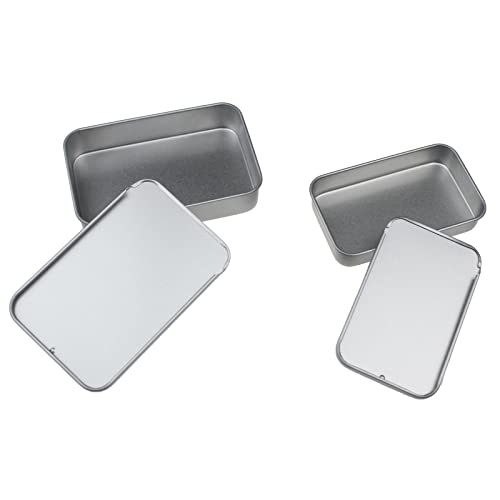 Image of Goodma 24-Pack Slide Top Rectangular Metal Tin Containers, Silver