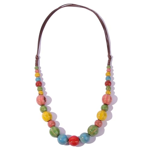 RGYBAO Collana con perline in ceramica fatta a mano, dai colori vivaci, realizzata artisticamente, leggera, gioiello da donna, accessorio...