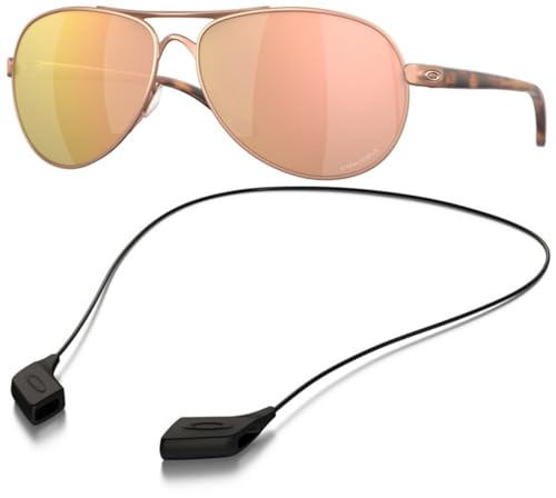 Oakley OO4079 Sunglasses Bundle: OO 4079 FEEDBACK 407944 Satin Rose Gold and Large Black leash Accessory kit2