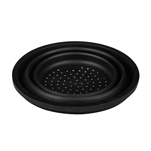 Premier Housewares Black Collapsible Washing Up Bowl Rice Strainer Kitchen Strainer Bowl Metal Colander Washable Silicone Bowl Strainer Rice Colander - Image 2