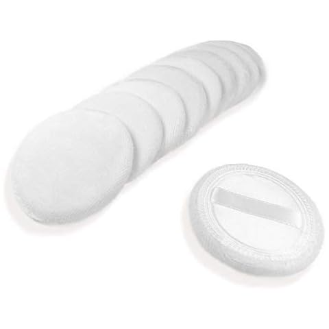 10pcs Powder Puff Cotton Cosmetic Powder Makeup Puffs Pads with Ribbon Face Powder Puffs for Loose and Foundation 2.36 inch. (White) Cover